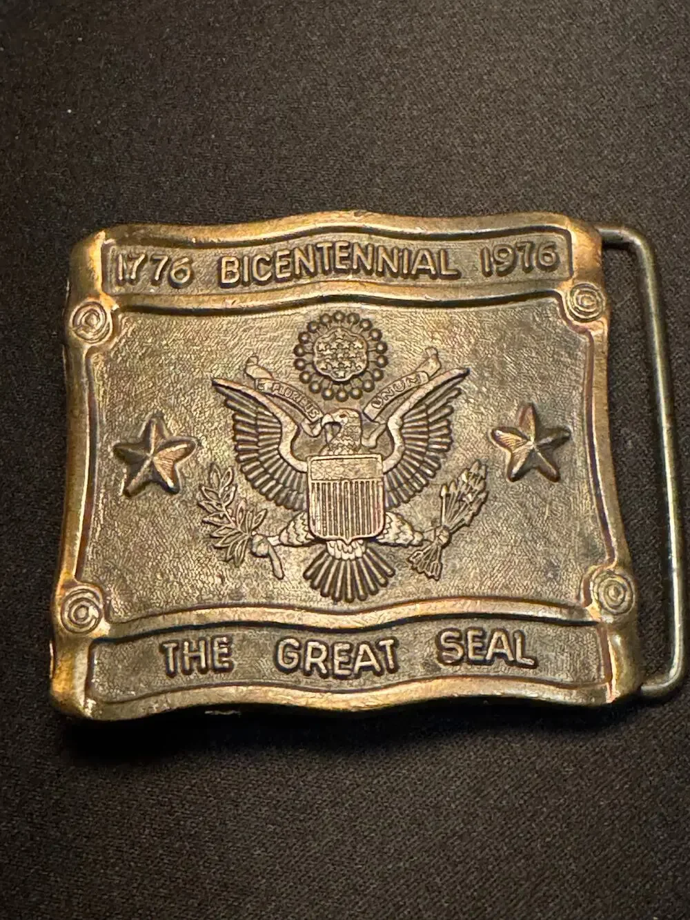 Vintage Solid Brass U.S. Bicentennial Belt Buckle 1776-1976